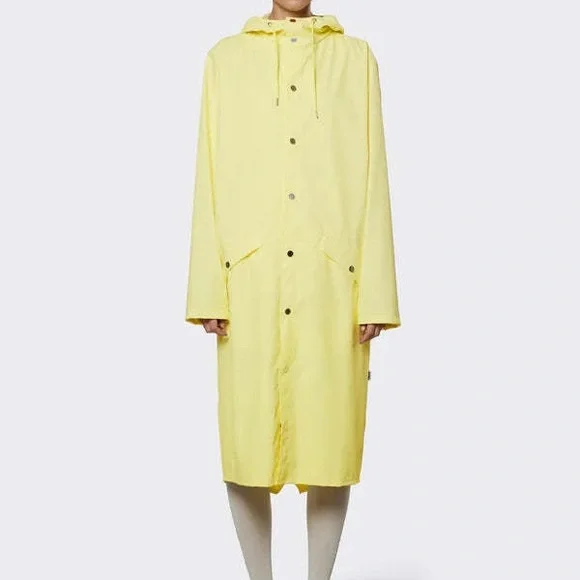 NWT Rains Long Jacket In Straw Yellow - Picture 1 of 8